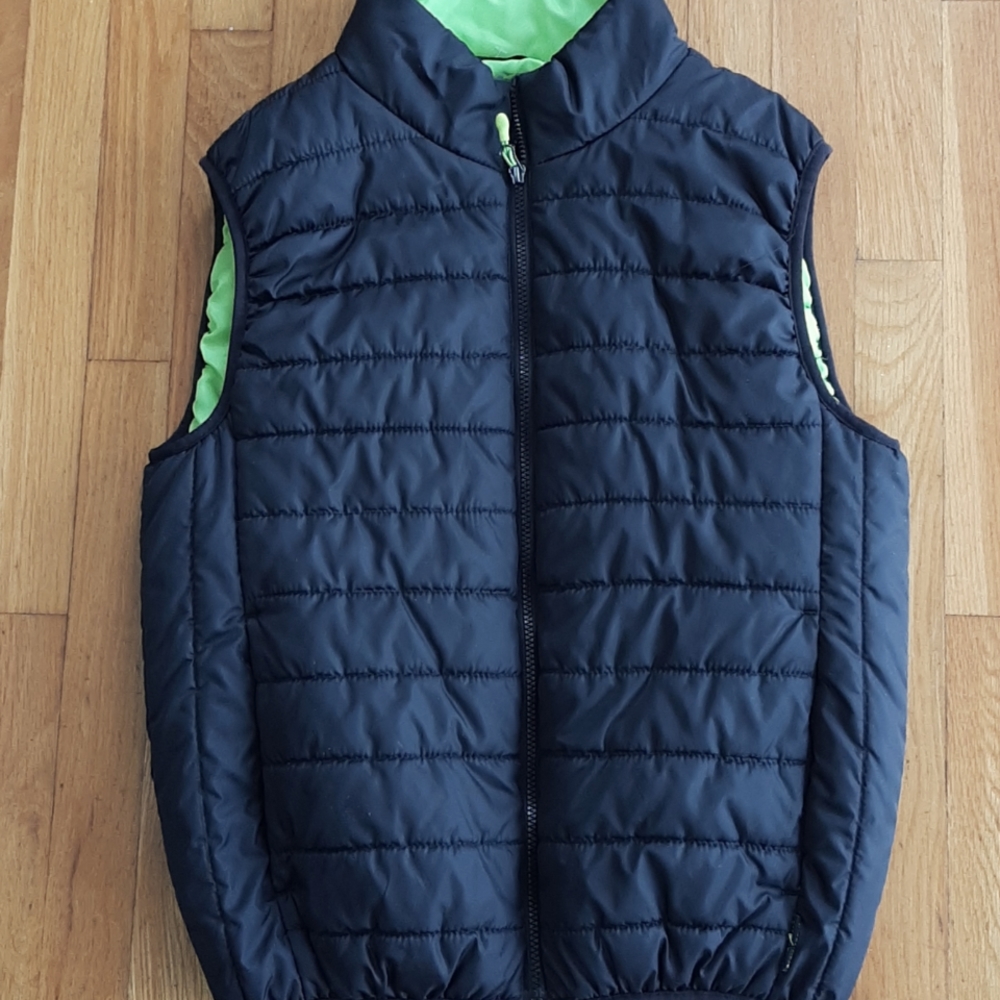Pacific Trail black puffer vest with lime green inside, size medium!